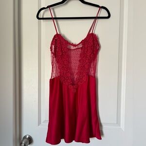 Satin mesh embroidered mini slip lingerie dress